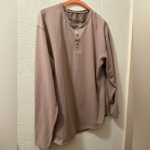 Men's Taupe Long Sleeve Henley Shirt